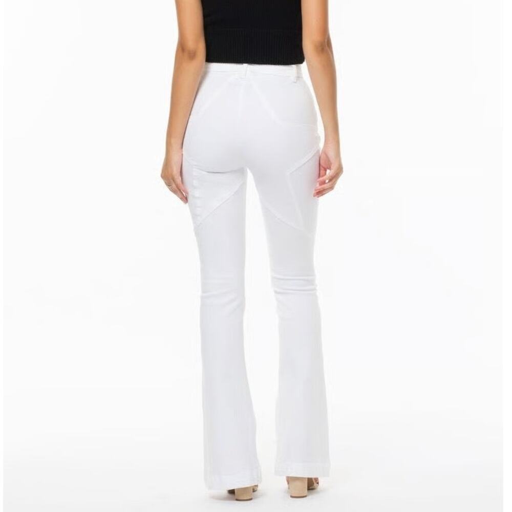 Revice NWT White Denim Venus Flare High Waist Rear Star Seams Baddie Jeans
